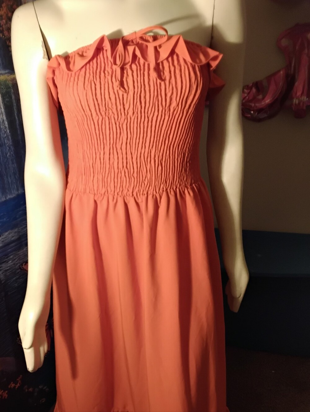 Timing Bright Orange Strapless Summer Dress Women's Size 1XL 43L NEW XL